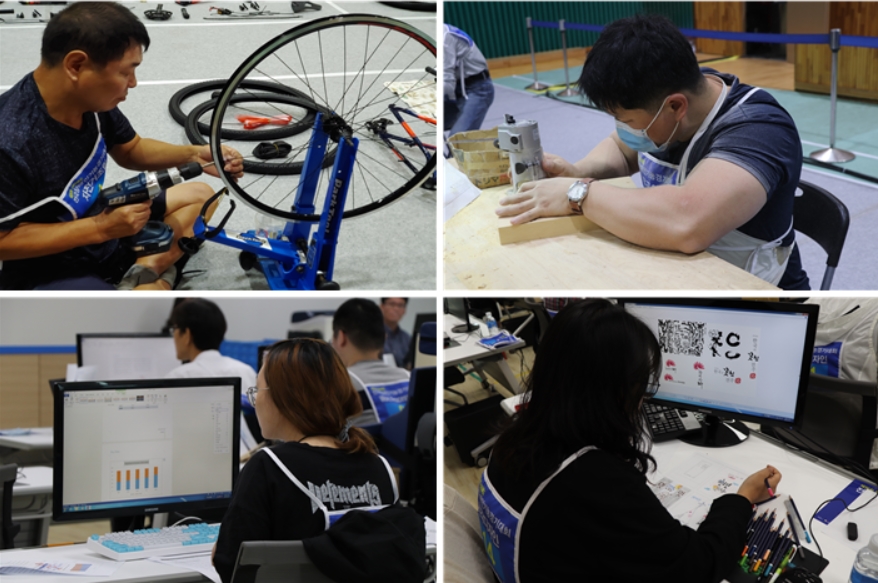 지난 9월 전북에서 열린 장애인기능경기대회에 참여한 장애인들이 다양한 기술을 뽑내는 모습.